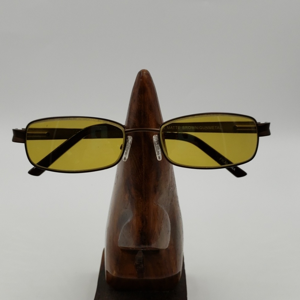 Modern Urock Brown Gunmetal Rectangle Sunglasses